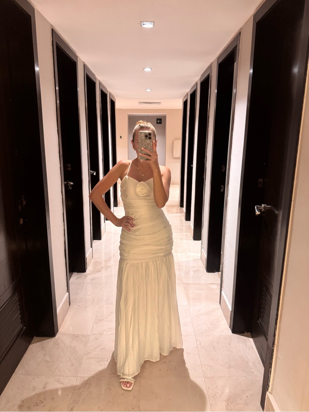 Lulus White Ruched Maxi Dress Size XS